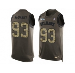 Men's Nike Seattle Seahawks #93 Tony McDaniel Limited Green Salute to Service Tank Top NFL Jersey