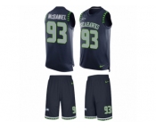 Men's Nike Seattle Seahawks #93 Tony McDaniel Limited Steel Blue Tank Top Suit NFL Jersey