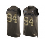 Men's Nike Seattle Seahawks #94 Malik McDowell Limited Green Salute to Service Tank Top NFL Jersey