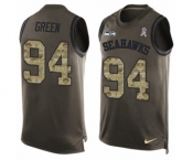 Men's Nike Seattle Seahawks #94 Rasheem Green Limited Green Salute to Service Tank Top NFL Jersey