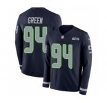 Men's Nike Seattle Seahawks #94 Rasheem Green Limited Navy Blue Therma Long Sleeve NFL Jersey