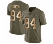 Men's Nike Seattle Seahawks #94 Rasheem Green Limited Olive Gold 2017 Salute to Service NFL Jersey