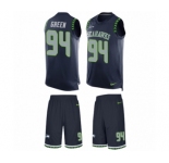 Men's Nike Seattle Seahawks #94 Rasheem Green Limited Steel Blue Tank Top Suit NFL Jersey