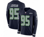 Men's Nike Seattle Seahawks #95 Dion Jordan Limited Navy Blue Therma Long Sleeve NFL Jersey