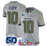 Men's Seattle Seahawks #10 Cooper Kupp Grey 2025 F.U.S.E. Super Bowl LX Patch And 50th Season Patch “Rivalries†Vapor Limited Football Stitched Jersey