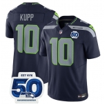 Men's Seattle Seahawks #10 Cooper Kupp Navy 2025 F.U.S.E. 50th Anniversary Patch Vapor Limited Football Stitched Jersey