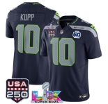 Men's Seattle Seahawks #10 Cooper Kupp Navy 2025 F.U.S.E. Super Bowl LX Patch And 50th Season Patch Vapor Limited Football Stitched Jersey