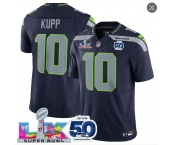 Men's Seattle Seahawks #10 Cooper Kupp Navy 2025 F.U.S.E. Super Bowl LX Patch And 50th Season Patch Vapor Limited Football Stitched Jersey