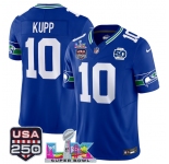 Men's Seattle Seahawks #10 Cooper Kupp Royal 2025 F.U.S.E. Super Bowl LX Patch And 50th Season Patch Vapor Throwback Limited Football Stitched Jersey