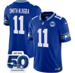 Men's Seattle Seahawks #11 Jaxon Smith-Njigba 2025 F.U.S.E 50th Anniversary Patch Throwback Vapor Limited Football Stitched Jersey