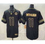 Men's Seattle Seahawks #11 Jaxon Smith-Njigba Black Gold 2025 FUSE 50th Season Patch Limited Stitched Jersey