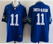 Men's Seattle Seahawks #11 Jaxon Smith Njigba Limited Blue Throwback Vapor Jersey