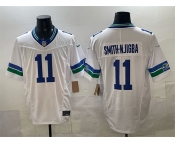 Men's Seattle Seahawks #11 Jaxon Smith-Njigba White F.U.S.E. Vapor Throwback Limited Stitched Football Jersey