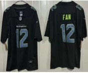 Men's Seattle Seahawks #12 Fan Limited Black Fashion Vapor Jersey