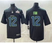 Men's Seattle Seahawks #12 Fan Limited Black Super Bowl LX Fashion Vapor Jersey