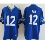 Men's Seattle Seahawks #12 Fan Limited Blue Throwback Vapor Jersey