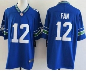 Men's Seattle Seahawks #12 Fan Limited Blue Throwback Vapor Jersey