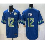 Men's Seattle Seahawks #12 Fan Royal FUSE 2025 NFC West Champions Patch Limited Stitched Jersey