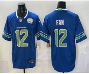 Men's Seattle Seahawks #12 Fan Royal FUSE 2025 NFC West Champions Patch Limited Stitched Jersey