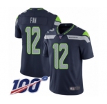 Men's Seattle Seahawks 12th Fan Navy Blue Team Color Vapor Untouchable Limited Player 100th Season Football Jersey