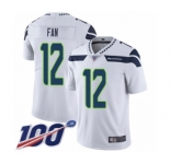 Men's Seattle Seahawks 12th Fan White Vapor Untouchable Limited Player 100th Season Football Jersey