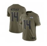 Men's Seattle Seahawks #14 DK Metcalf 2022 Olive Salute To Service Limited Stitched Jersey