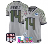 Men's Seattle Seahawks #14 Sam Darnold Gray 2025 F.U.S.E. Super Bowl LX & US 250th anniversary Patch And 50th Season Patch “Rivalries” Vapor Limited Footba