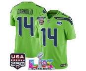 Men's Seattle Seahawks #14 Sam Darnold Green 2025 F.U.S.E. Super Bowl LX Patch And 50th Season & USA 250' Patch Vapor Limited Football Stitched Jersey