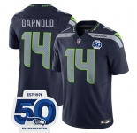 Men's Seattle Seahawks #14 Sam Darnold Navy 2025 F.U.S.E. 50th Anniversary Patch Vapor Limited Football Stitched Jersey