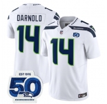 Men's Seattle Seahawks #14 Sam Darnold White 2025 F.U.S.E. 50th Anniversary Patch Vapor Limited Football Stitched Jersey