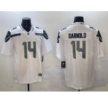 Men's Seattle Seahawks #14 Sam Darnold White 2025 Vapor Limited Football Stitched Jersey