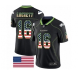 Men's Seattle Seahawks #16 Tyler Lockett Limited Black Rush USA Flag Football Jersey