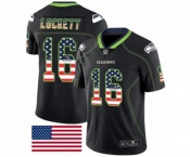 Men's Seattle Seahawks #16 Tyler Lockett Limited Black Rush USA Flag Football Jersey