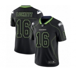 Men's Seattle Seahawks #16 Tyler Lockett Limited Lights Out Black Rush Football Jersey