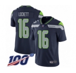 Men's Seattle Seahawks #16 Tyler Lockett Navy Blue Team Color Vapor Untouchable Limited Player 100th Season Football Jersey