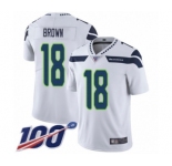 Men's Seattle Seahawks #18 Jaron Brown White Vapor Untouchable Limited Player 100th Season Football Jersey