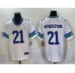 Men's Seattle Seahawks #21 Devon Witherspoon White F.U.S.E. Throwback Vapor Limited Football Stitched Jersey