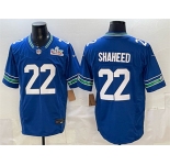 Men's Seattle Seahawks #22 Rashid Shaheed Royal 2025 F.U.S.E. Super Bowl LX Patch Vapor Throwback Limited Football Stitched Jersey
