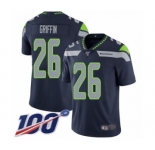 Men's Seattle Seahawks #26 Shaquill Griffin Navy Blue Team Color Vapor Untouchable Limited Player 100th Season Football Jersey