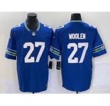Men's Seattle Seahawks #27 Tariq Woolen Blue 2023 FUSE Vapor Limited Throwback Stitched Jersey