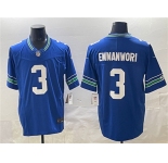 Men's Seattle Seahawks #3 Nick Emmanwori Royal 2024 F.U.S.E Throwback Vapor Limited Football Stitched Jersey