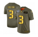 Men's Seattle Seahawks #3 Russell Wilson Limited Olive Gold 2019 Salute to Service Football Jersey