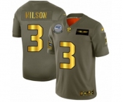 Men's Seattle Seahawks #3 Russell Wilson Limited Olive Gold 2019 Salute to Service Football Jersey