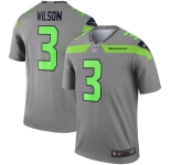 Men's Seattle Seahawks #3 Russell Wilson Limited Silver Inverted Legend Football Jersey