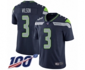 Men's Seattle Seahawks #3 Russell Wilson Navy Blue Team Color Vapor Untouchable Limited Player 100th Season Football Jersey