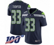 Men's Seattle Seahawks #33 Tedric Thompson Navy Blue Team Color Vapor Untouchable Limited Player 100th Season Football Jersey