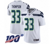 Men's Seattle Seahawks #33 Tedric Thompson White Vapor Untouchable Limited Player 100th Season Football Jersey