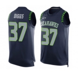 Men's Seattle Seahawks #37 Quandre Diggs Limited Steel Blue Player Name & Number Tank Top Football Jersey