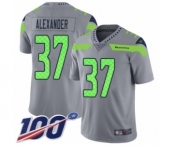 Men's Seattle Seahawks #37 Shaun Alexander Limited Silver Inverted Legend 100th Season Football Jersey