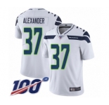 Men's Seattle Seahawks #37 Shaun Alexander White Vapor Untouchable Limited Player 100th Season Football Jersey